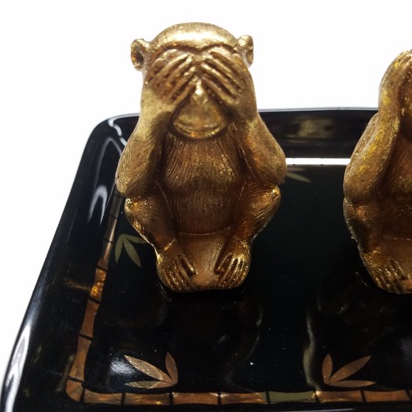 3 Wise Monkeys Exquisite Decorative Tray - Picture 6 of 8